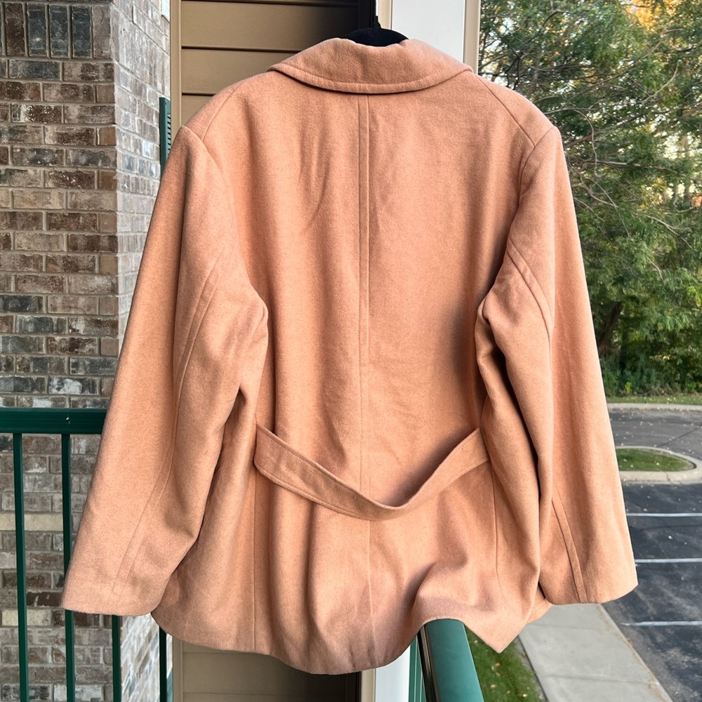 π Old Navy Camel Double-Breasted Peacoat Jacket XXL Classic Warm Wool Blend Coat - Picture 3 of 15